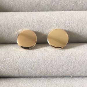 Gold disc stud earrings